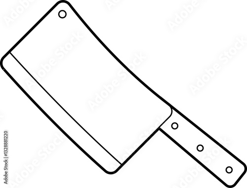 Butcher meat cleaver outline vector