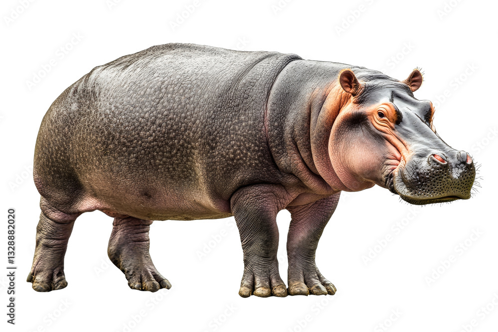 Large hippopotamus standing on a transparent background Large hippopotamus standing on a transparent background
