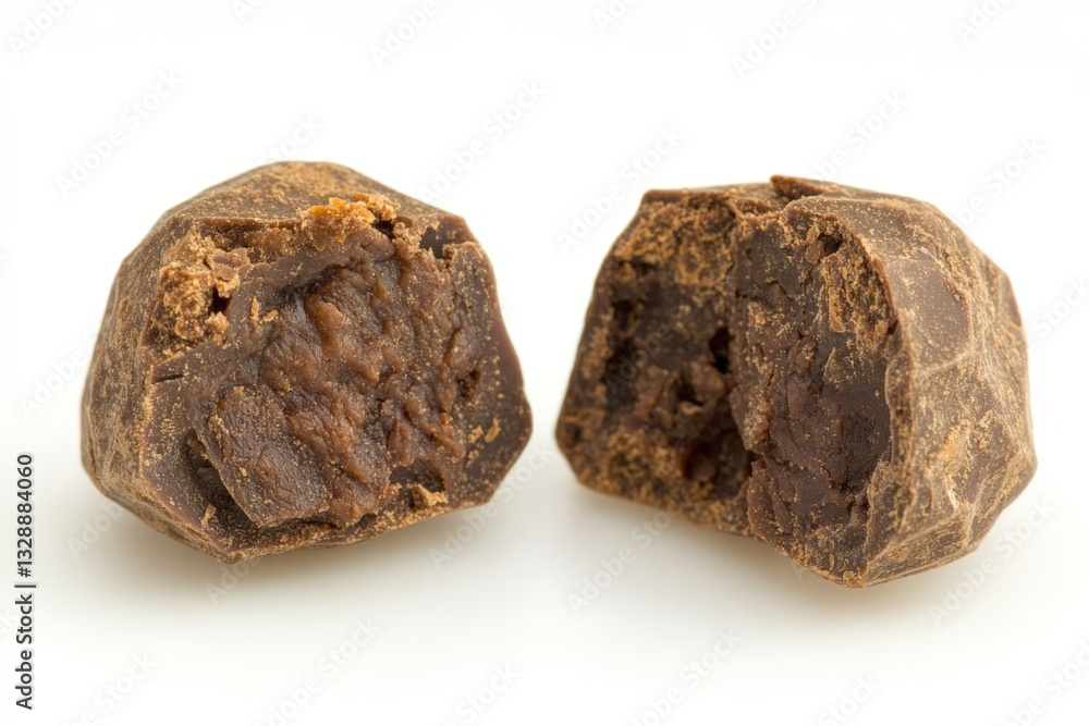 Chocolate confection with a rich, creamy filling displayed on a neutral background for tempting visuals Chocolate confection with a rich, creamy filling displayed on a neutral background for tempting visuals