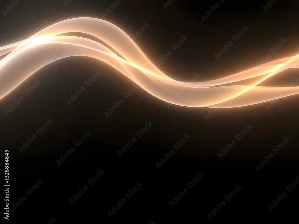 Obraz premium Glowing Abstract Wave Lines on Black Background, Modern Design, Light Effect, Wallpaper, Digital Art
