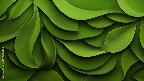 Abstract 3D Render: Lush Green Leaf Texture AI Generated