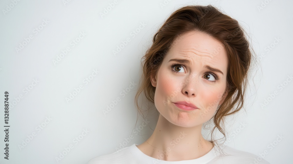 Woman smirking slightly, a playful glint in her eyes, looking off to the side Woman smirking slightly, a playful glint in her eyes, looking off to the side