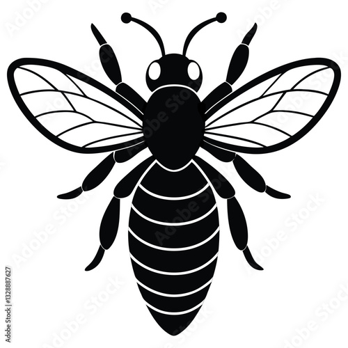 Bee Vector silhouette isolated on white background