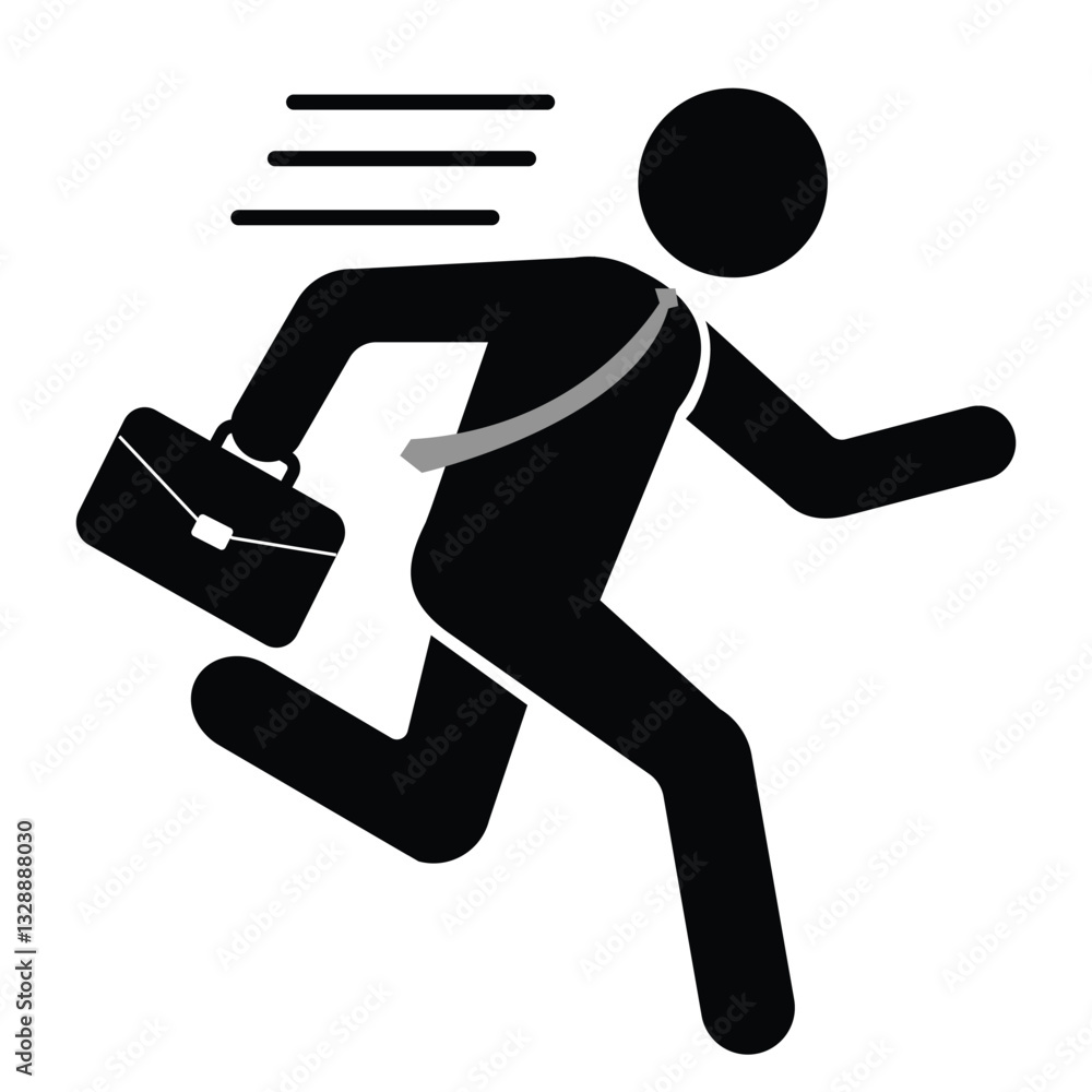 Running businessman icon black white. vector, illustration Running businessman icon black white. vector, illustration