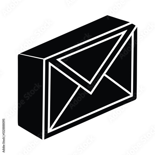 Black envelope icon vector representing email communication and messaging