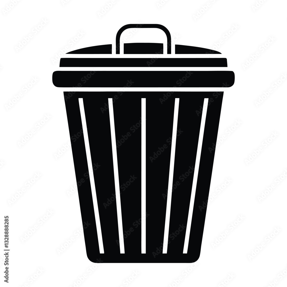 Simple vector illustration of a trash can icon for recycling and waste disposal Simple vector illustration of a trash can icon for recycling and waste disposal