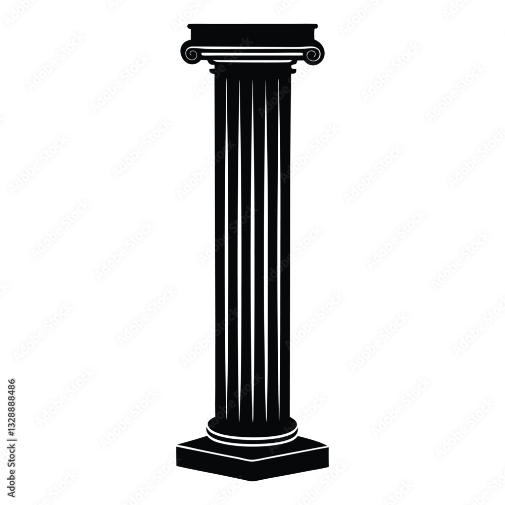 Greek architecture column silhouette isolated on white background Greek architecture column silhouette isolated on white background