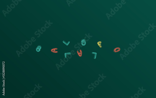 Font Blackboard Vector Green Background. Doodle