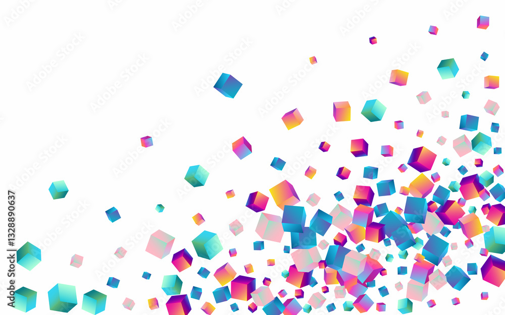 Rainbow Cube Vector White Background. Bright