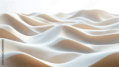 The image shows an abstract rendering of a wave-like pattern.  The texture is predominantly beige and white, with subtle variations in tone and shading creating a sense of depth and movement. The