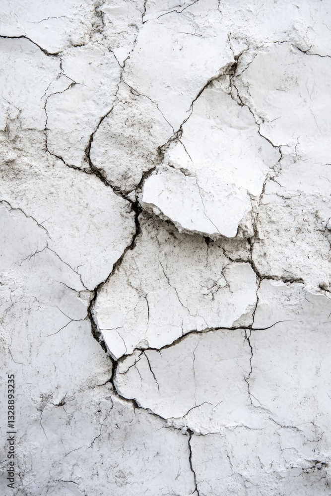 A close-up of a white wall with visible cracks and fissures A close-up of a white wall with visible cracks and fissures