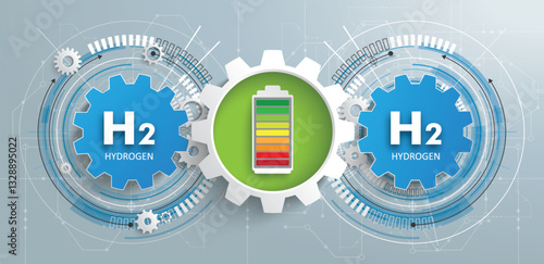 3 Futuristic Gear Wheels Battery Circuit Diagram H2 Hydrogen