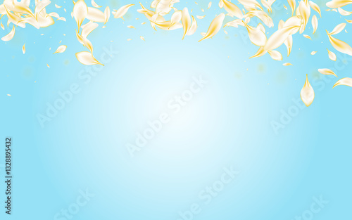 Yellow Lotus Beauty Vector Blue Background. Beige