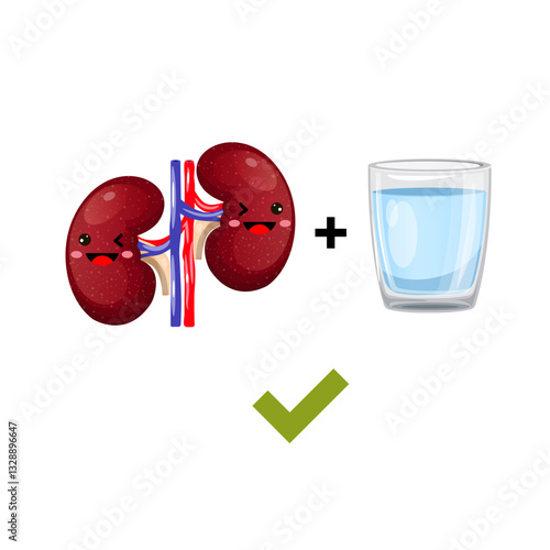 Illustration of the positive effect of water on the kidneys