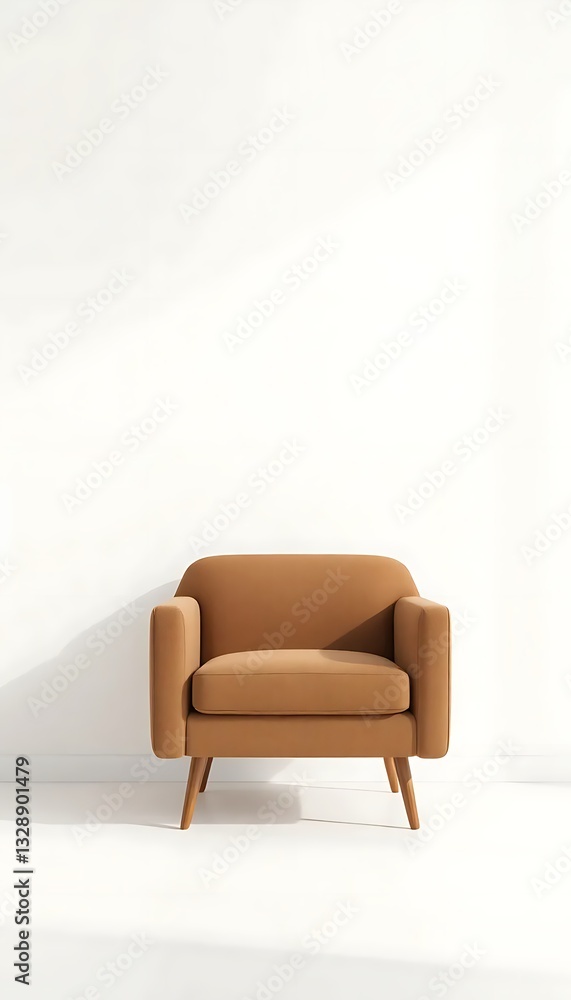 Minimal Room Warm Tone An Armchair Empty White Wall Background- Minimal Room Warm Tone An Armchair Empty White Wall Background-