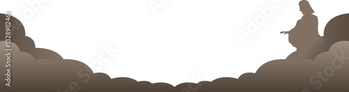 Abstract Religious Footer with Heavenly Glow and Cross