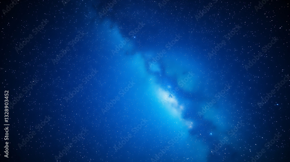 Fototapeta premium blue night sky milky way and star on dark background with noise and grain, Created with generative AI.