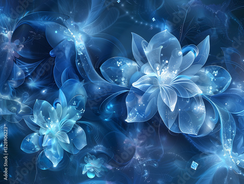 Dreamy blue transparent flower background image