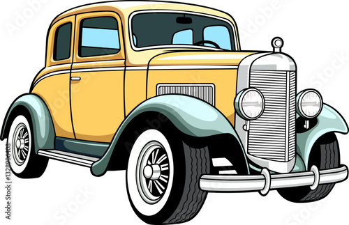 pale colour vintage car hand drawn vector image