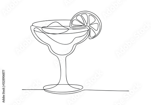 Continuous One Line Cocktail | Minimalist Drink Vector Illustration