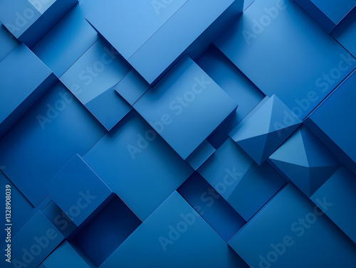 Blue three-dimensional cube geometric background materials