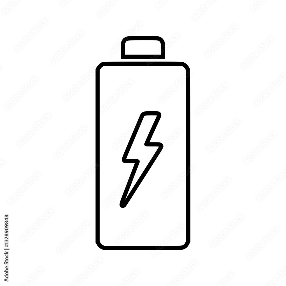 Battery outline icon design, symbol of energy and power supply, black color Battery outline icon design, symbol of energy and power supply, black color