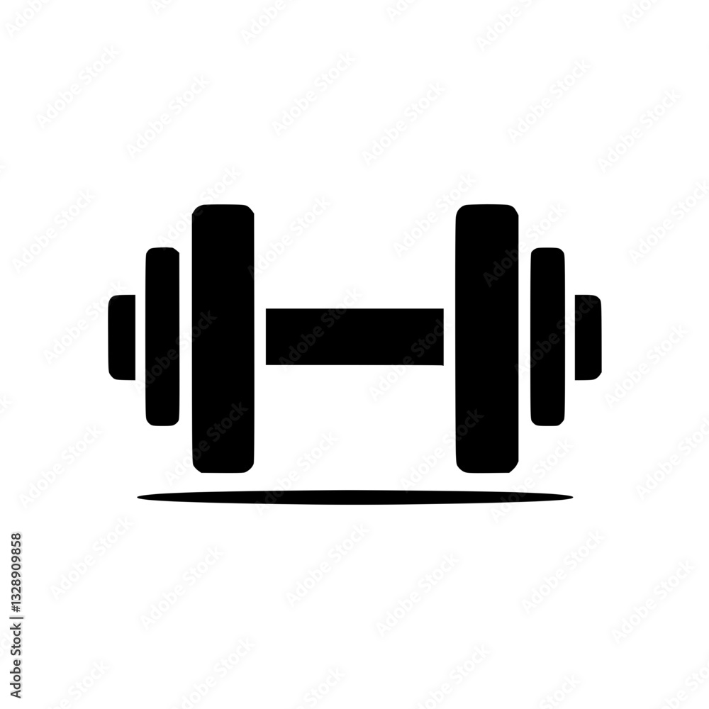 Dumbbell silhouette icon design, symbol of fitness and strength training, black color Dumbbell silhouette icon design, symbol of fitness and strength training, black color