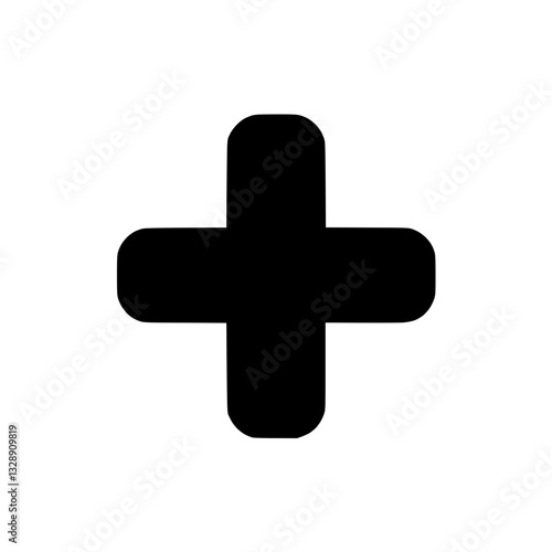 Medical cross silhouette icon design, symbol of health and care, black color