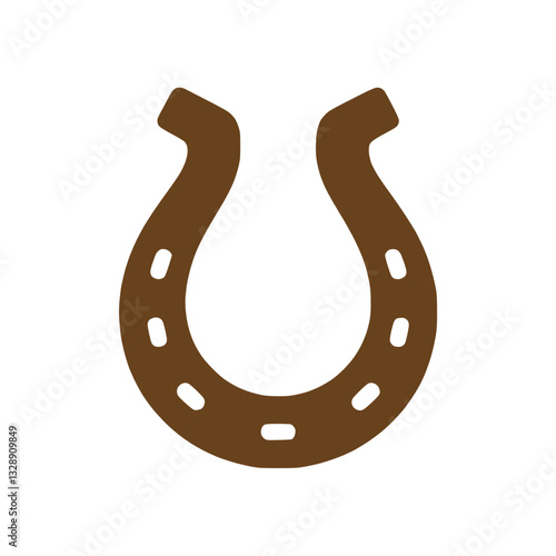 Horseshoe silhouette icon design, symbol of good luck and fortune, brown color