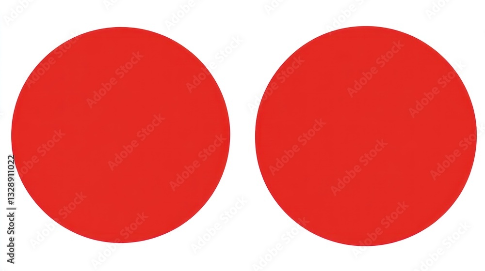 Two perfect red circles are displayed against a white background Two perfect red circles are displayed against a white background