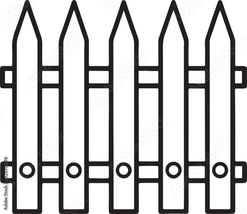 wooden fence line art, black outline, vector and illustration, coloring book page line art drawing