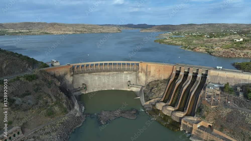 Aerial view of Vanderkloof hydro electric dam reservoir in South Africa Aerial view of Vanderkloof hydro electric dam reservoir in South Africa