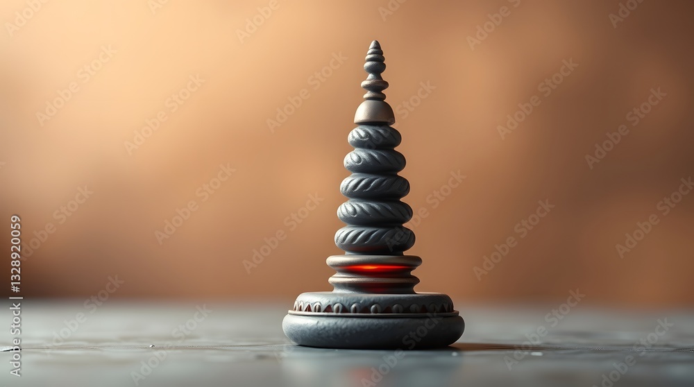 Obraz premium Stacked Stone Tower Sculpture with a Warm Light Decorative Ornament
