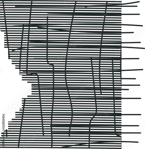 Striped texture with horizontal lines and vertical intersections. Part of the mass is cut out on the side.