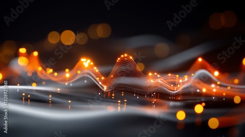 Abstract Visualization of Sound Waves with Bright Light Elements and Fluid Motion in Dark Background