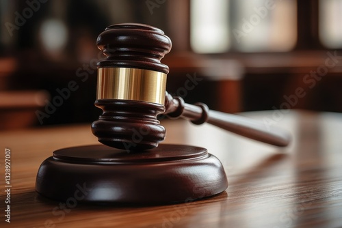 Wallpaper Mural Close-up of a gavel on the judge's desk, symbolizing justice and legal decisions in court Torontodigital.ca
