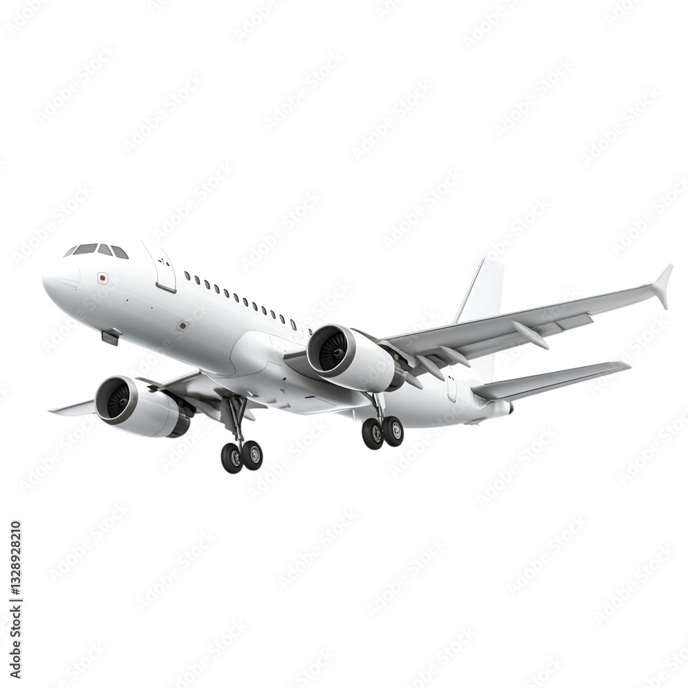 White Airplane Approaching Landing Smooth Flight Safe Journey White Airplane Approaching Landing Smooth Flight Safe Journey
