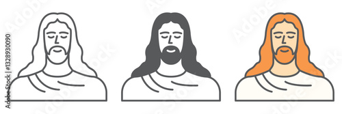 Jesus icon collection, Easter and religion, christianity god vector icon set, vector graphics, editable stroke outline sign, eps 10.