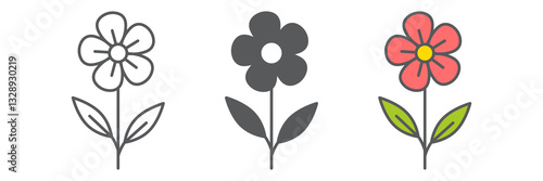 Flower icon collection, Easter and floral, beautiful flower vector icon set, vector graphics, editable stroke outline sign, eps 10.
