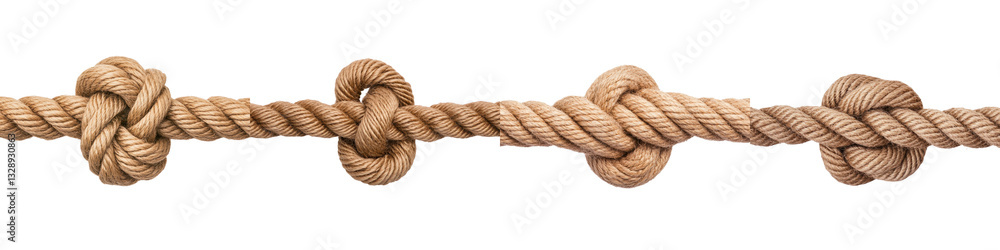 A close up view of a durable natural colored rope with a woven knotted and twisted texture creating a coiled interlaced pattern A close up view of a durable natural colored rope with a woven knotted and twisted texture creating a coiled interlaced pattern