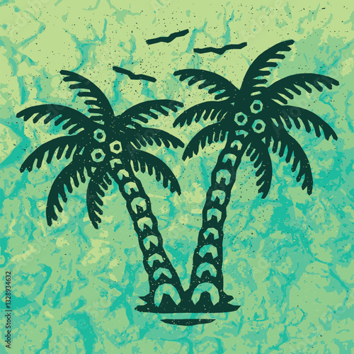 Traditional tattoo flash palms, Vector illustration on grunge texture background