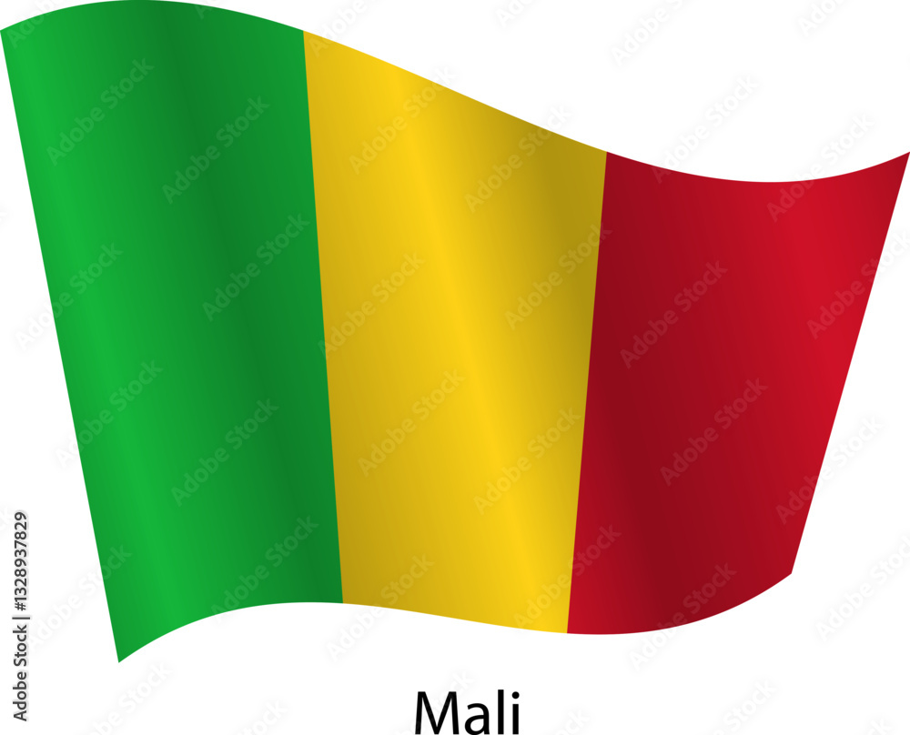 Fototapeta premium Flag of the country Mali on a white background