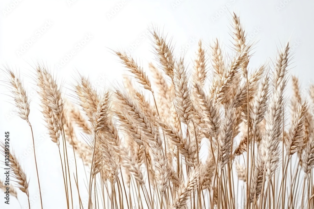 Delicate Wheat Stalks Swaying in Breeze Isolated on White Natural Background Winter Flora Delicate Wheat Stalks Swaying in Breeze Isolated on White Natural Background Winter Flora