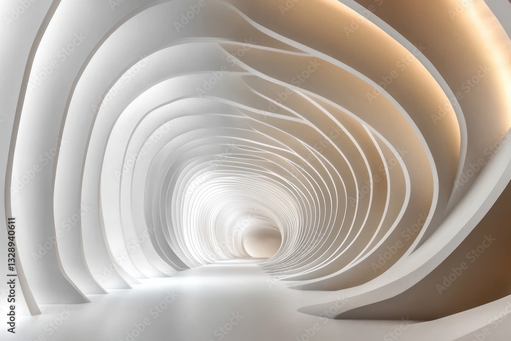Fototapeta premium Abstract Minimalist White Architectural Background with Curved Panels and Soft Lighting