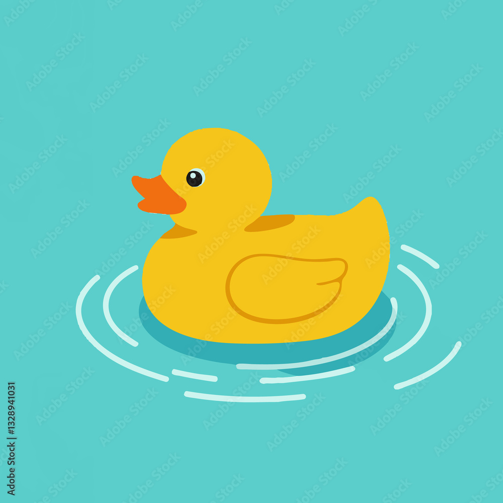 Fototapeta premium yellow rubber duck. duck, bird, animal, cartoon, vector, baby, illustration, duckling, rubber, toy, yellow, fun, ducky, water, bath, chick, chicken, beak, art, cute, drawing, childhood, card, swimming