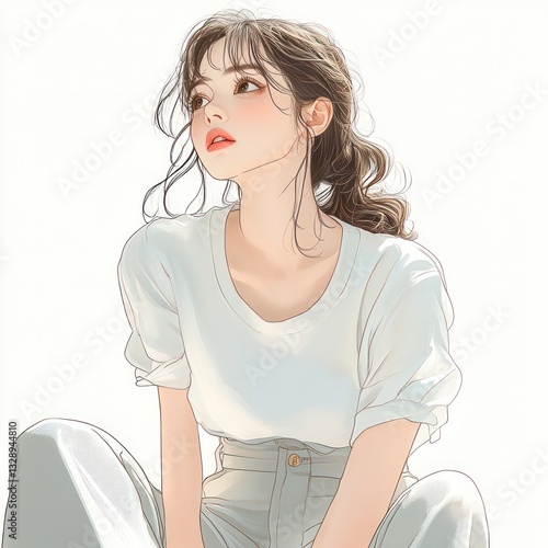 Casual Woman in Mini T and Denim Fashion