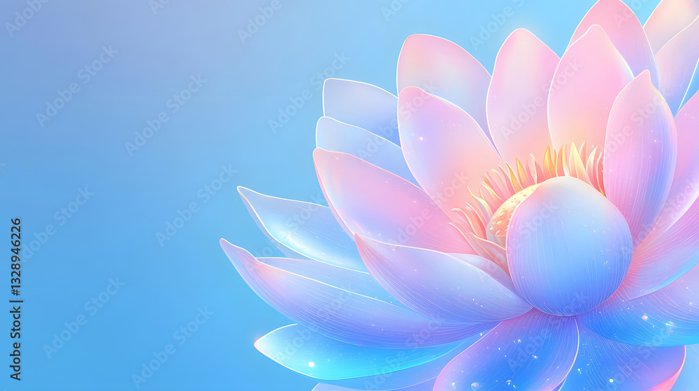 Fototapeta premium Close-up of image of lotus in water, illustration of natural flower scene during summer solstice