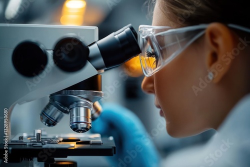 Microscope Examination by Dental Therapist in Modern Laboratory Setting