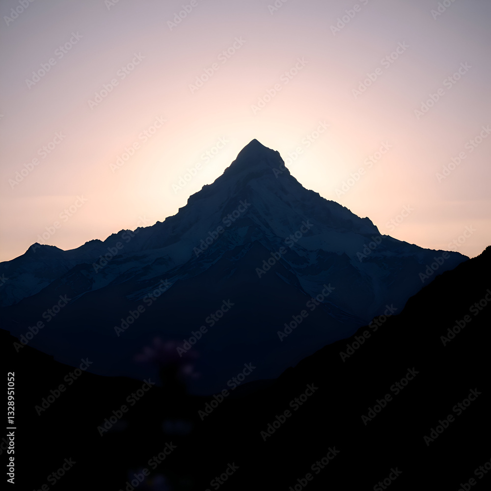 Majestic Mountain Silhouette at Sunrise or Sunset Majestic Mountain Silhouette at Sunrise or Sunset