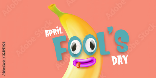 April Fool s Day Fun Cartoon Banana with Googly Eyes and Speech Bubble, Hilarious Illustration for Pranks and Jokes, Perfect for Social Media and Lighthearted Cards